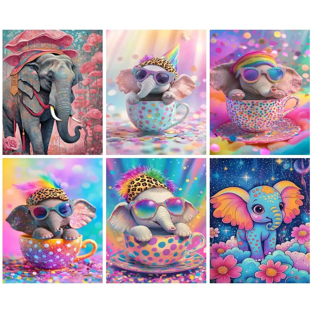 

GATYZTORY Oil Painting By Number Elephants Animal Drawing HandPainted On Canvas Art DIY Picture By Number Craft Kits Home Decor