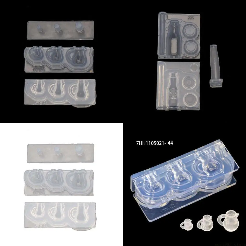 

D46E Handmade Mini Hollow Milk Bottles Cup Straw Silicone Resin Molds Craft Tools