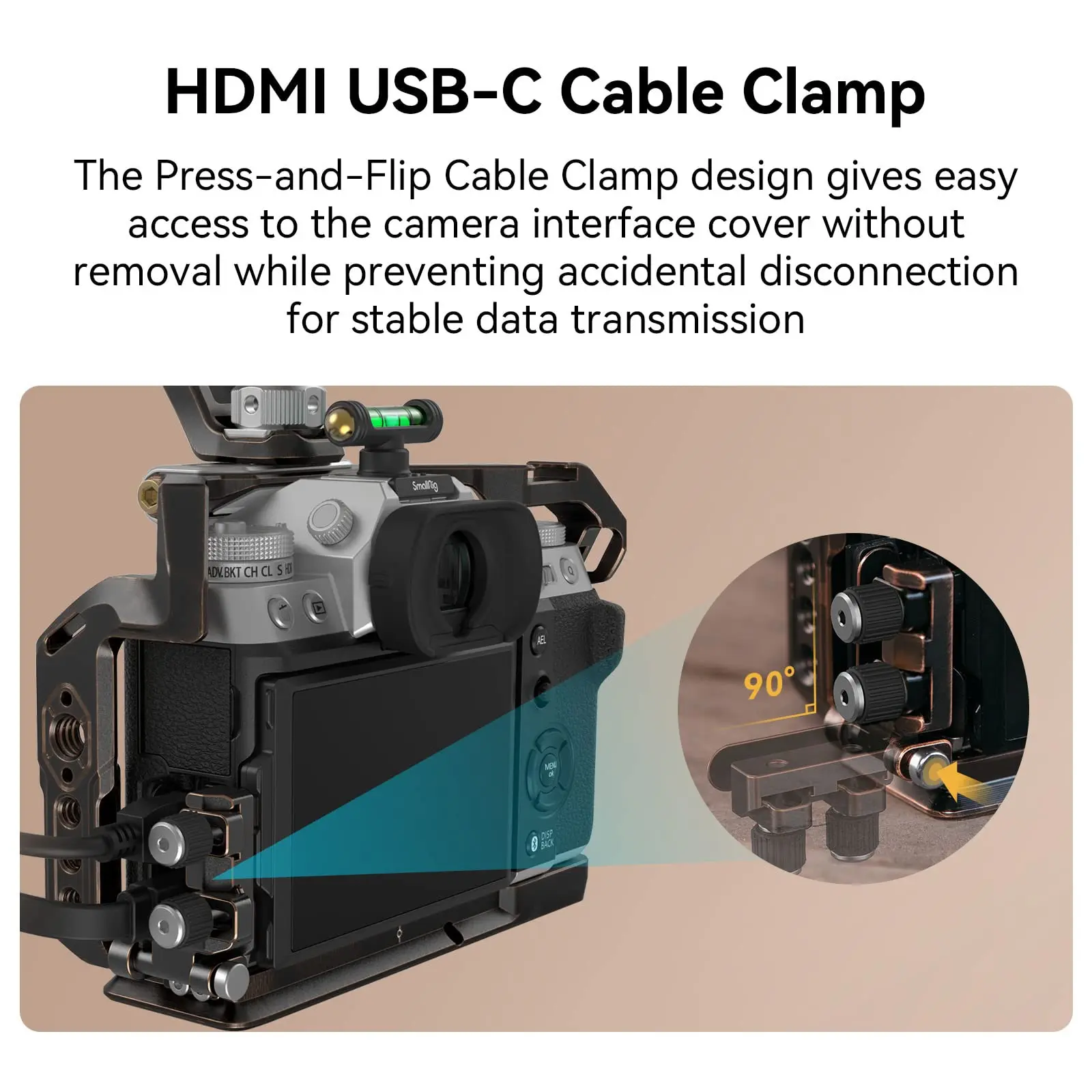 SmallRig Retro Handheld Cage Kit for FUJIFILM X-T5 with HDMI Cable Clamp and Top Handle, Hot Shoe Cover with a Bubble Level 3872