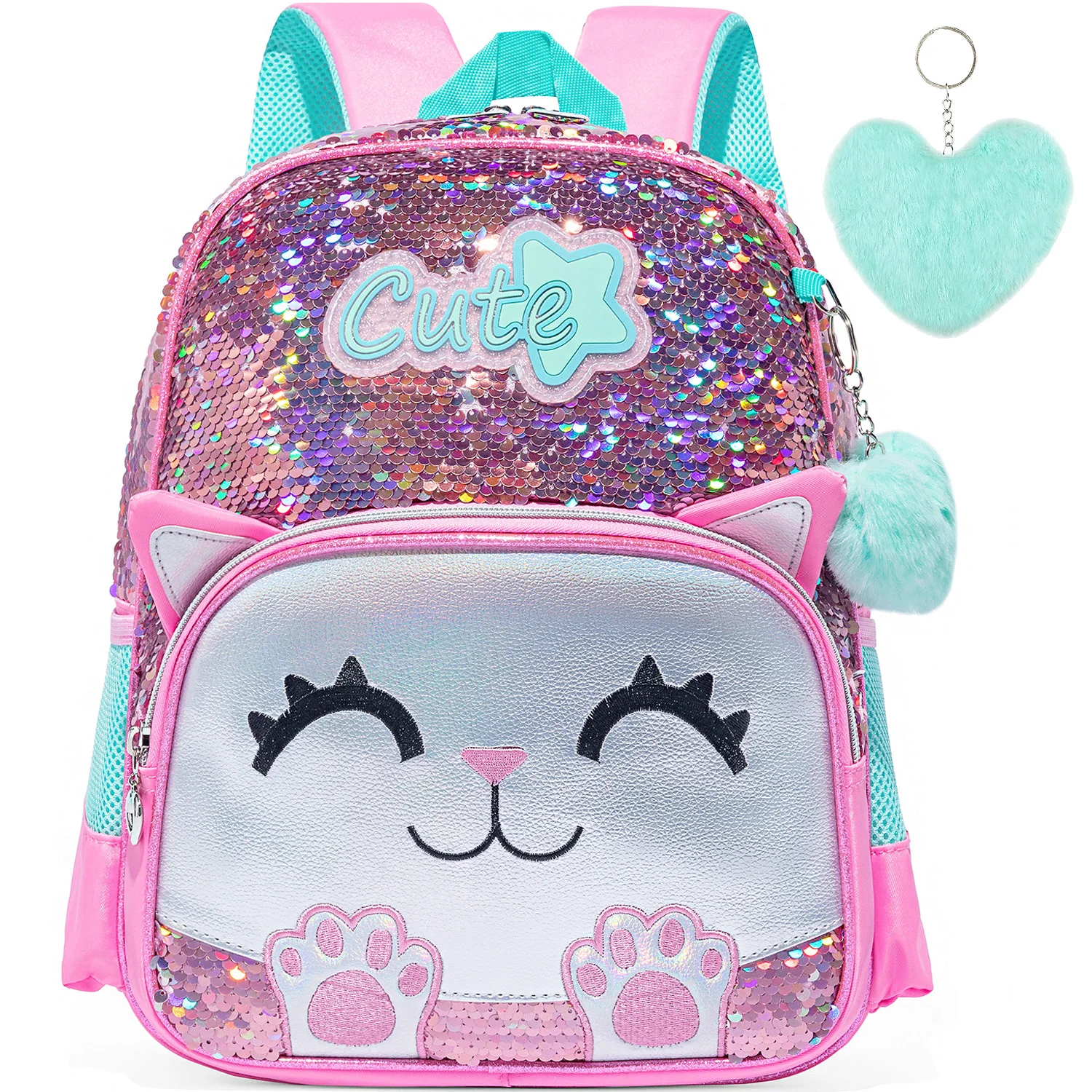 Süße Katze Rucksack für Mädchen Kindergarten Tasche Pailletten Kindergarten Grundschule Rucksack Mädchen Schult asche