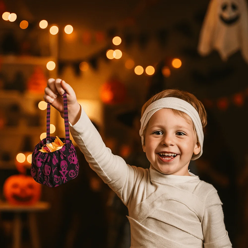

Funny Cloth Halloween Candy Bag Gifts Pouch Trick or Treat Pumpkin Candy Bucket Handbag Plush Stuffed Cotton Tote Bags Kids