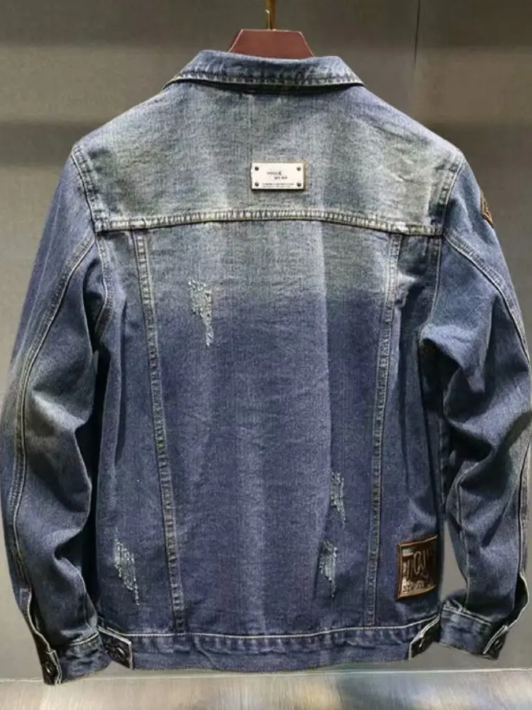 

High-End Embroidered Denim Jaet Men's 2025 New Spring Loose Waed American Trendy Brand Haome Top Jaet