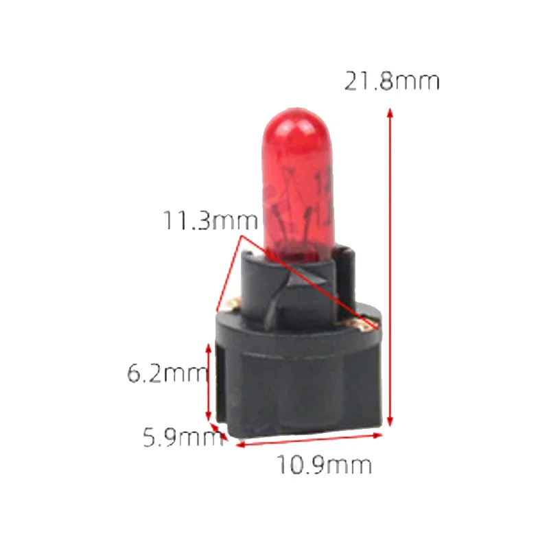 10Pcs T5 12V Auto Dashboard Light Bulbs Bubble Insertion Instrument Brake Bulb Single-wire White Foam Air Conditioning Indicator