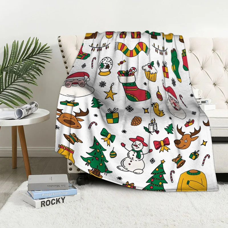 Home Decoration Plush Throw Sofa Blanket Bedspread Bed Fluffy Soft Blankets Decor Plaid Modern Halloween Merry Christmas Winter