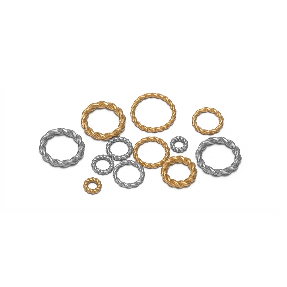 50-20 Stück Nicht Verblassende Edelstahl-Drehseil-Schlaufenringe, Runde Verbinder für DIY Handgemachten Schmuck und Schlüsselanhänger-Herstellung – Detail 1