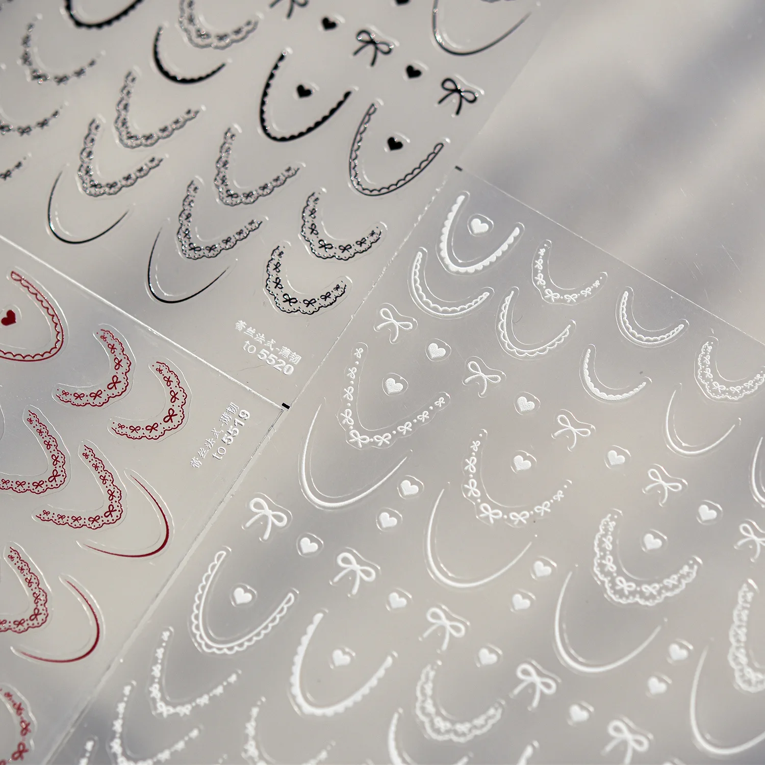 

Thin and Tough Nail Stickers Ballet-style Lace French Nail Art Accessory Stickers Charming Bow Love Nails 3D Decorations Decals