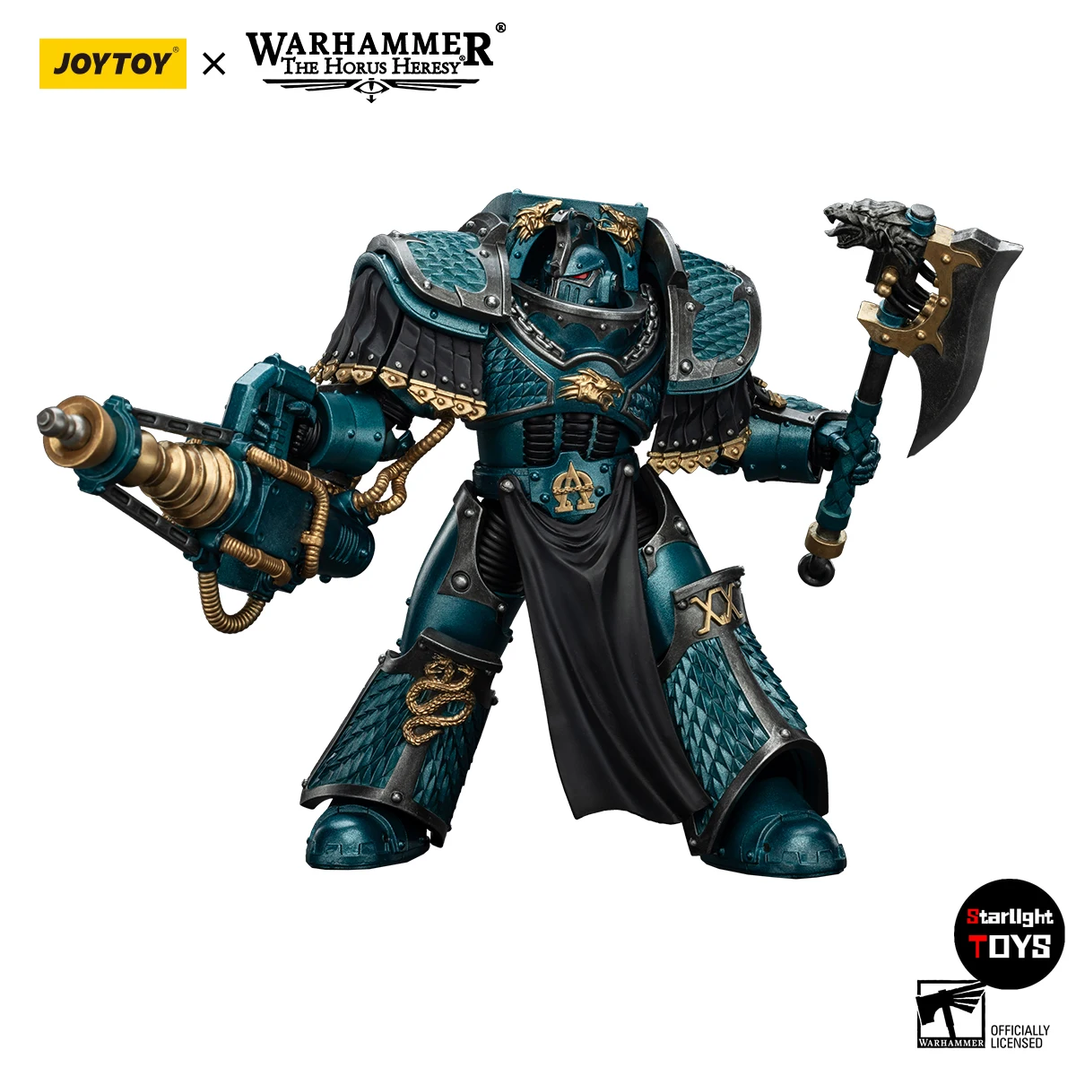 

【Доставка в течение 24 часов】Модель-игрушка JOYTOY Warhammer 40K 1/18: Анимационный Терминатор Лернаэйского легиона с конверсионной пушкой-лучом