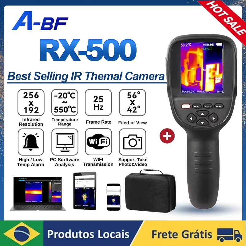 A-BF RX-500 Thermal Imager for Water Pipe Leak PCB Test Circuit Floor Heat Pipe Detect 256*192 Handheld Thermometer