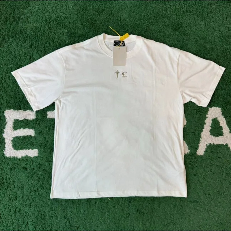 24SS شارع العليا البلطجة نادي بلون القطن عادية قصيرة الأكمام أعلى الرجال عادية تنوعا تي شيرت ملابس للرجال #4