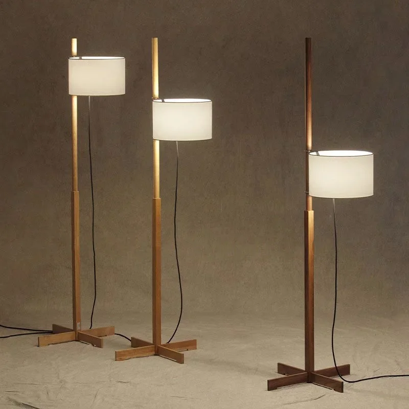 

Japanese Minimalist Wabi-Sabi Fabric Adjustable Floor Lamp with Wood Stand for LivingRoom Bedroom Study Room Home Decor Lighting