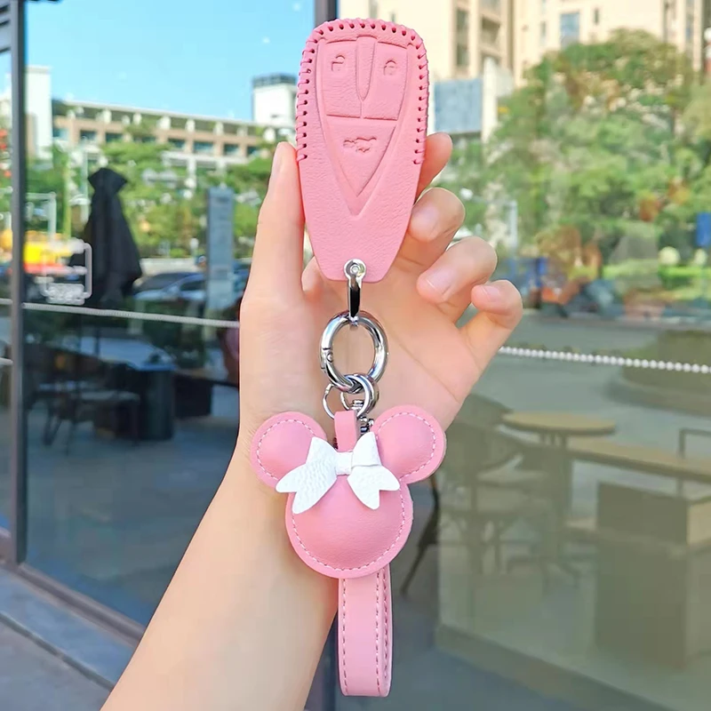 

For Changan cs55plus UNIT 2021 Car Key Case Key Fob Cover Keychain Car Accessories For Girls Pink