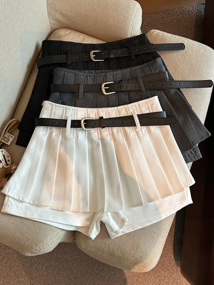 

Белая юбка А-силуэта, весенне-осенний стиль, непрозрачная, короткая, женская, в корейском стиле, для офиса, со средней талией