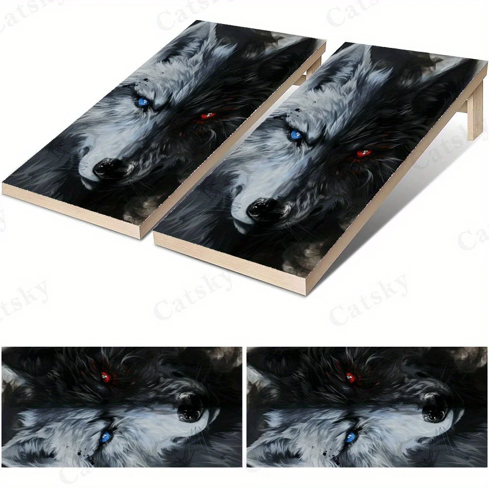 Two - tone Wolf Head,2D Flat Vinyl Sandboard Decals - Budget-Friendly and High Value, Bubble-Free and Easy to Stick, Waterproof