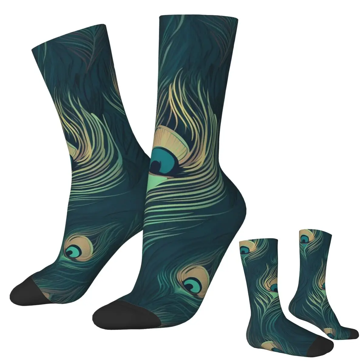 All Seasons Crew Stockings Vintage Peacock Feather Socks Harajuku Long Socks for Men Women Valentine's Day Gifts