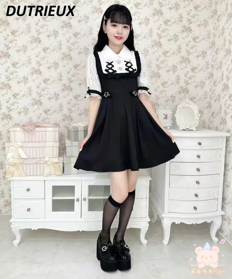 

Rojita Dress Women Summer New Mine Series Mass-Produced Sweet Cute Lace Rhinestone Short Sleeve Lace Dress Student Lolita Dress