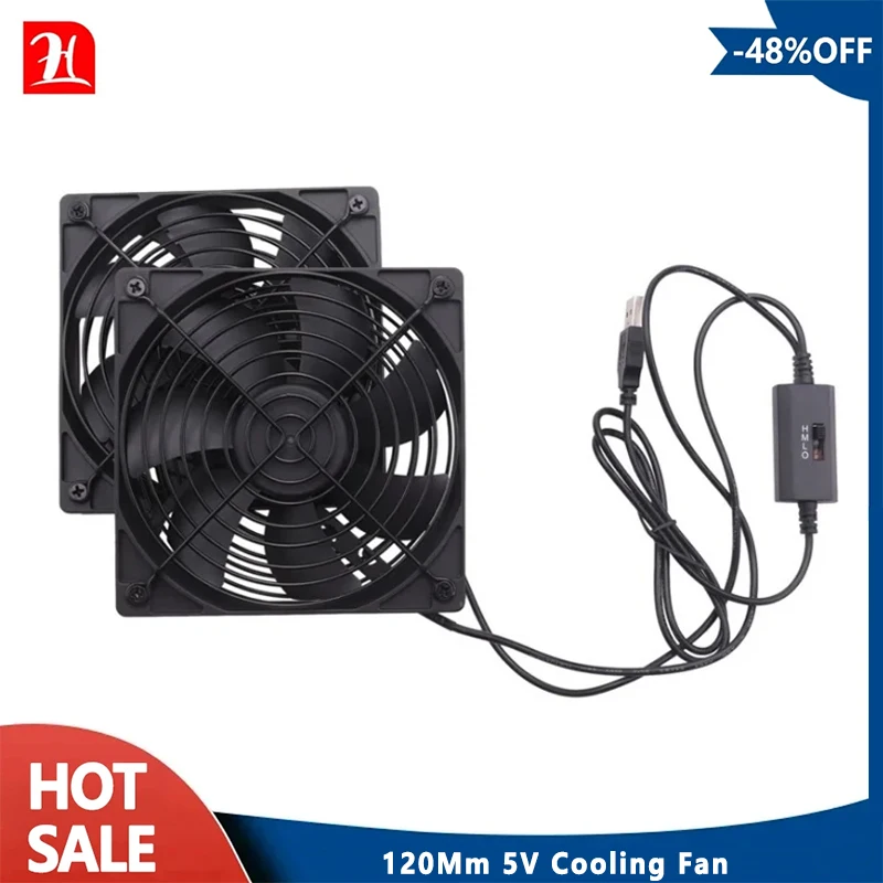 120Mm 5V USB Powered PC Router Fans With Speed Controller High Airflow Cooling Fan For Router Modem Receiver