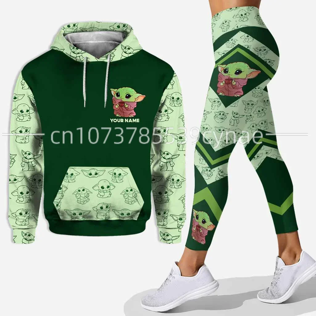 

2024 Disney Yoda Hoodie Women's Hoodie Set Yoga Pants Sweatpants Free Custom Name Hoodie Tights Fashion Sportswear