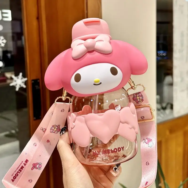 Kawaii Hello Kitty Portable Large Capacity Water Cup Cartoon Sanrio Cinnamoroll My Melody Kuromi 850Ml Children's Sippy Cup