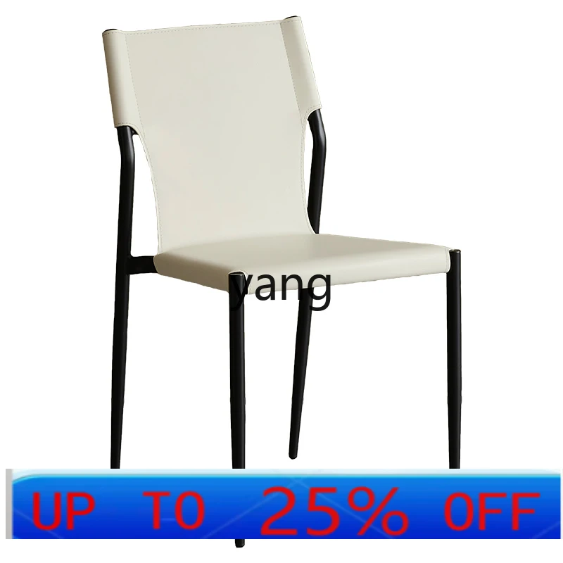 

LMM Italian light luxury high-end dining chair saddle leather leisure back chair household