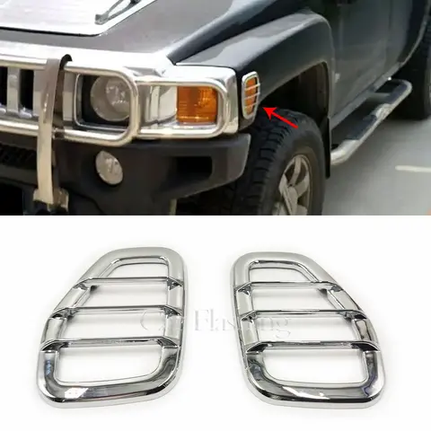 CSCSNL 1 Set coperchi di rivestimento della protezione della luce dell'indicatore laterale anteriore in argento cromato per Hummer H3 2005-2010 per Hummer H3T 2009-2010