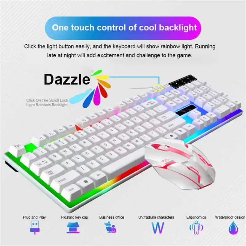 

Gaming Keyboard And Mouse Gamer Kit Wired Keyboard And Mouse Set Backlit USB Russian Computer Keyboard 104 Keycaps For PC