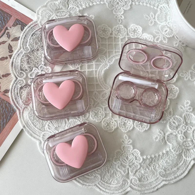 Pink Transparent Love Bow Contact Lens Case Girl Portable Beauty Pupil Box Storage Eye Care Container Box Contact Lens Cases image 5
