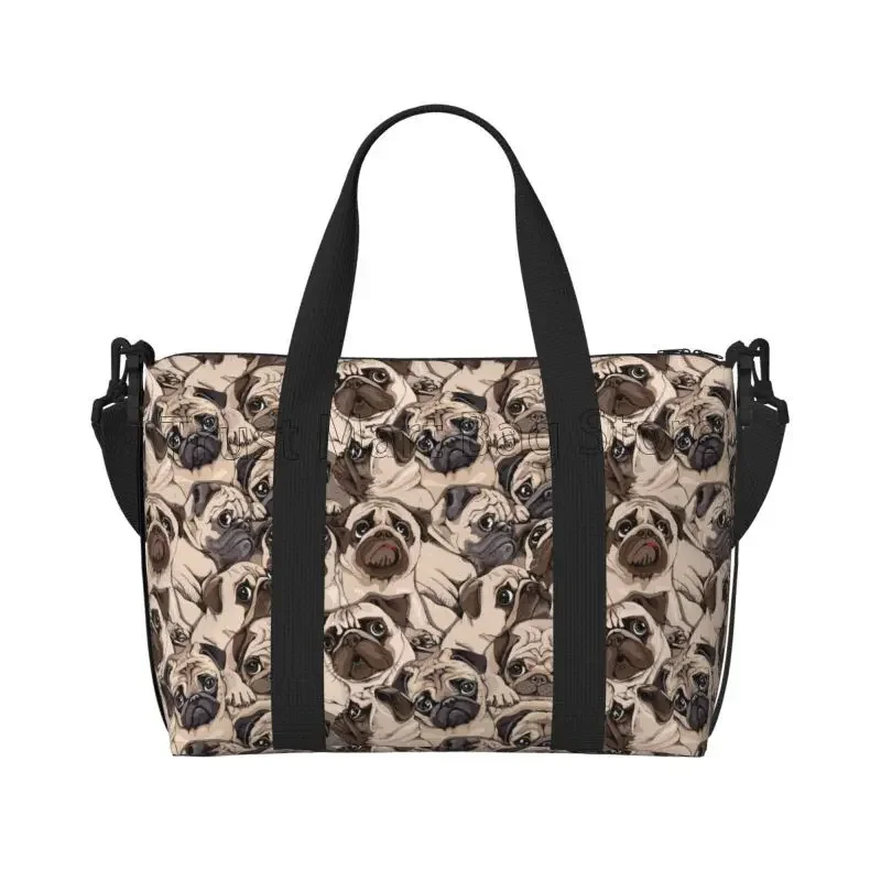 Bolsa de viaje plegable para hombre y mujer, morral impermeable con diseño de perros Pug, ideal para ir al gimnasio o hacer Yoga