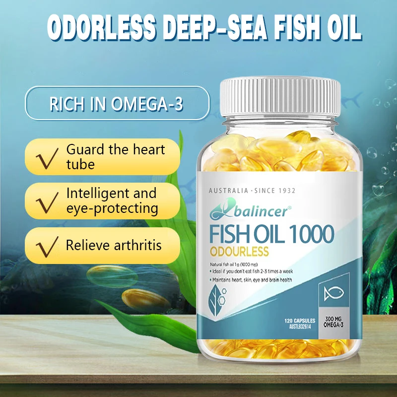 Geurloze diepzeevisoliecapsules 1000 mg - Bevat Omega-3, EPA, DHA - Ondersteunt de gezondheid van hart, huid, ogen en hersenen
