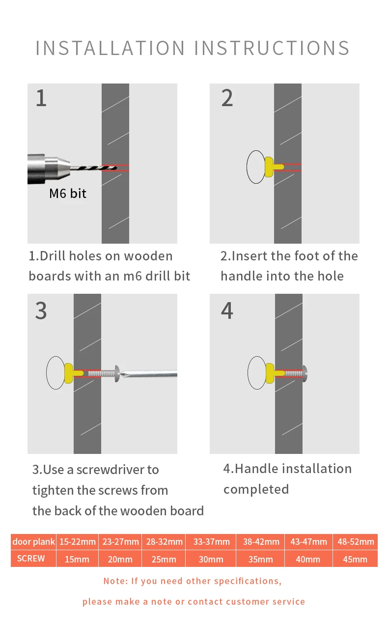 Illustrated fitting steps for a crystal glass furniture knob