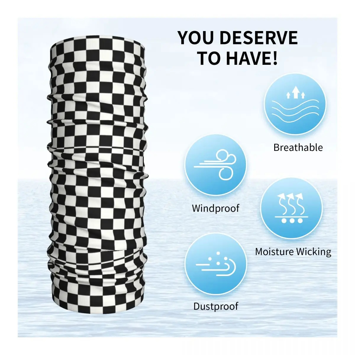 Classic Checkerboard Bandana Winter Neck Warmer Women Windproof Wrap Face Scarf for Hiking Chess Board Gaiter Headband