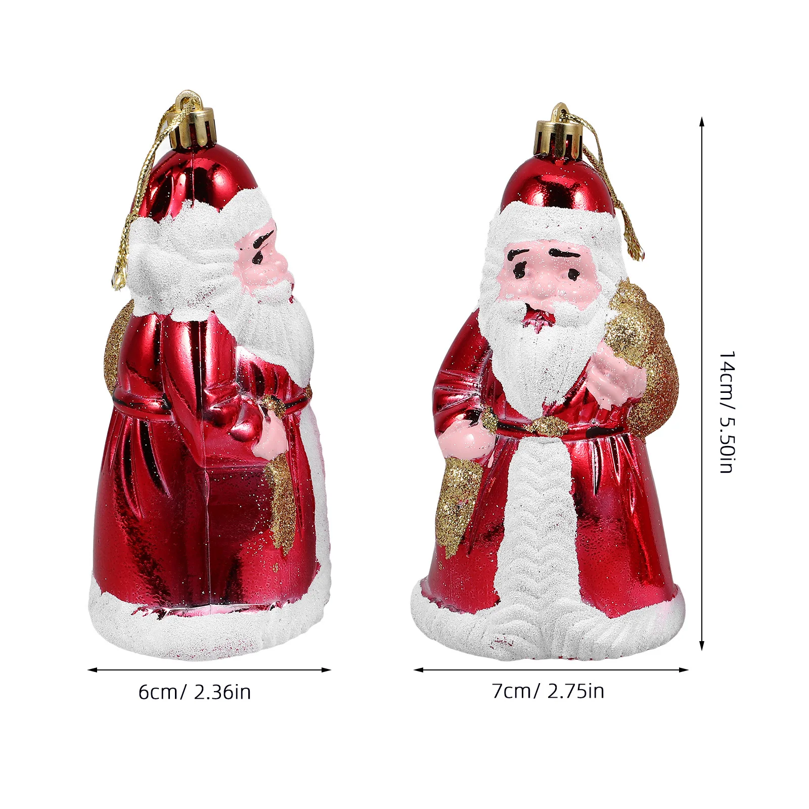 

2Pcs Christmas Tree Ornament Santa Claus Plastic Hanging Decor Xmas Party Decoration Xmas Tree Pendant Decoration
