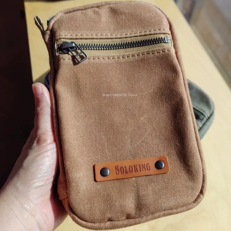Handmade Canvas Storage Bag Zipper A6 Loose Leaf Notebook Painting Note Taking  Journal  Wallet  Large Capacity Pancake Bag view 2