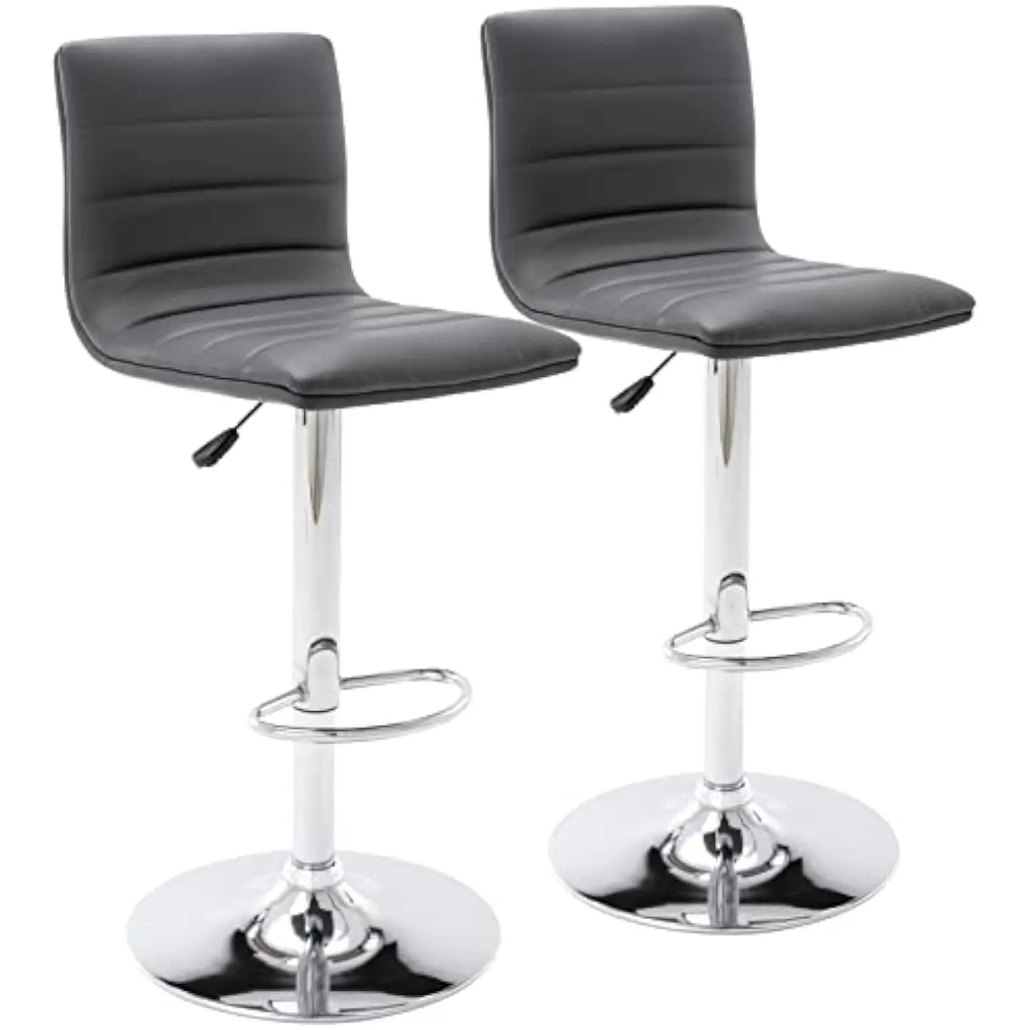 

PU Leather Bar Stools, Modern Square Adjustable Swivel Barstools with Back, Armless Airlift Counter Height Bar Chairs for Kitc
