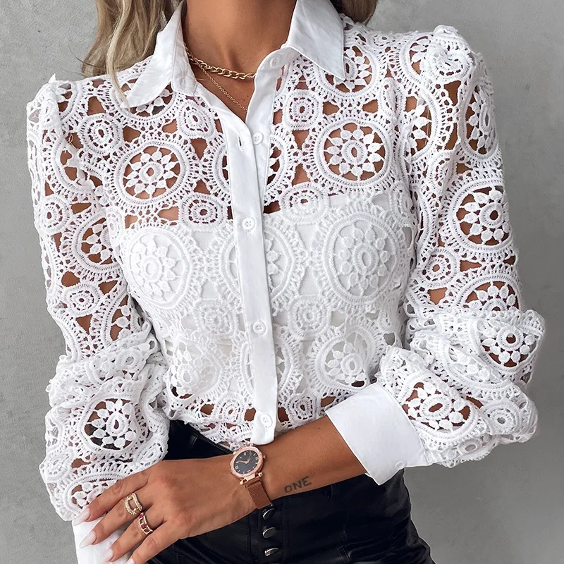 European and American Foreign Trade2023Amazon Lace Lace-Collared Blouse