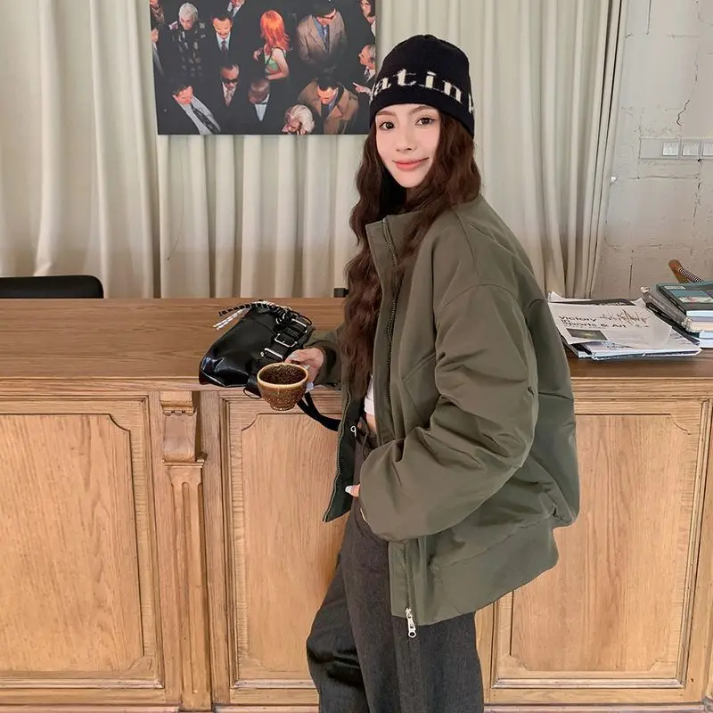 Kurtki bomberki puchowe damskie zimowe ocieplane polarem sherpa wyściełane grube wygodne stylowe drużynowe na siłownię do przygody wytrzymałe