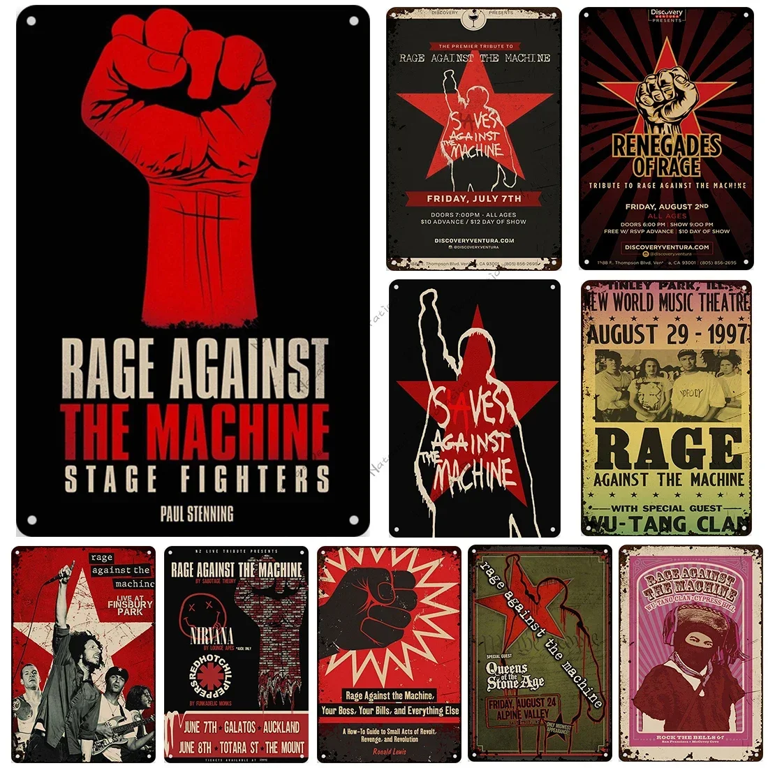 Rage Against The Machine Metal Plate Singer Band Metal Vintage Poster Wall Decor Garage Cafe Metal Tin Sign Decorative Plate