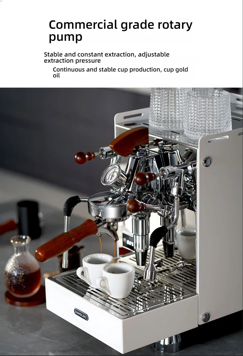 CAFOVO E6010 E61 Variable Pressure Espresso Machine Commercial Rotary Pump Dual Boiler 9Bar Professional Coffee Maker for Cafe