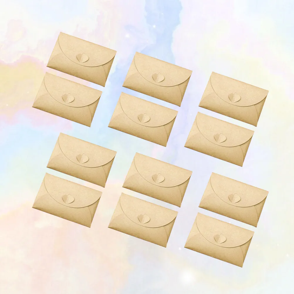

12Pcs Vintage Heart Button Kraft Paper Envelopes Large 10x17.5cm Retro DIY Multipurpose Storage Postcard Name Card Envelopes