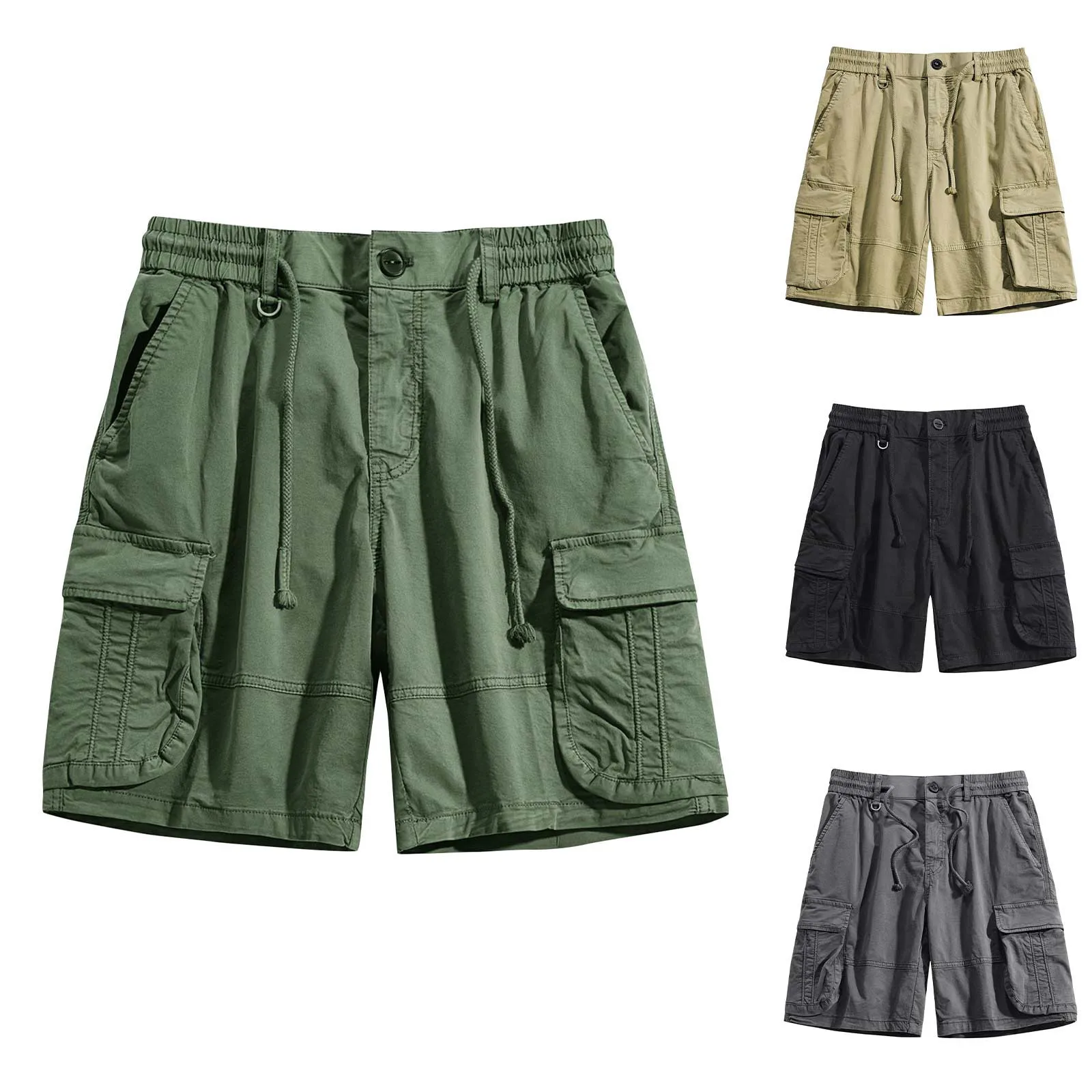 Heren Casual Outdoor Werkkleding Shorts Heren Effen Kleur Strakke Zak Rits Business Casual Slanke Shorts Heren Broek Pantalones Hombre