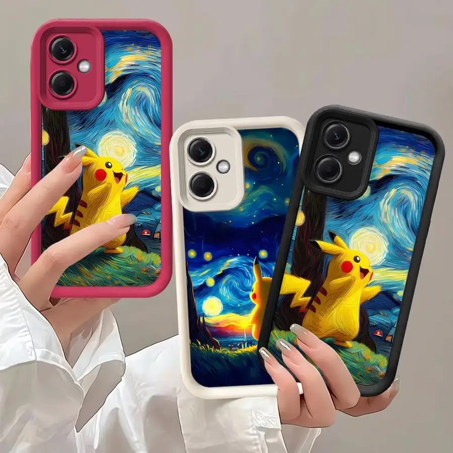 Pokemon Pikachu Art Shockproof Phone Case for Xiaomi Mi 11 Lite 12T Pro Poco X3 Pro X3 NFC X5 Liquid Soft Back Cover