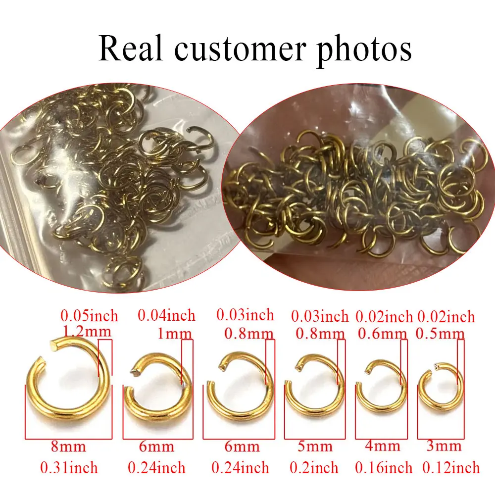 100-200 teile/los 3/4/5/6/7/8/10mm Edelstahl Vergoldet Biegering Stecker für Diy Schmuck Machen Zubehör Großhandel – Detail 8