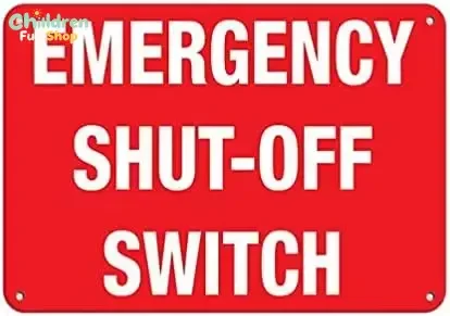 Warning Sign Emergency Shut-Off Switch Hazard Sign Hazard Labels Sign Business Sign   Aluminum Metal Tin Sign--Tin Sign