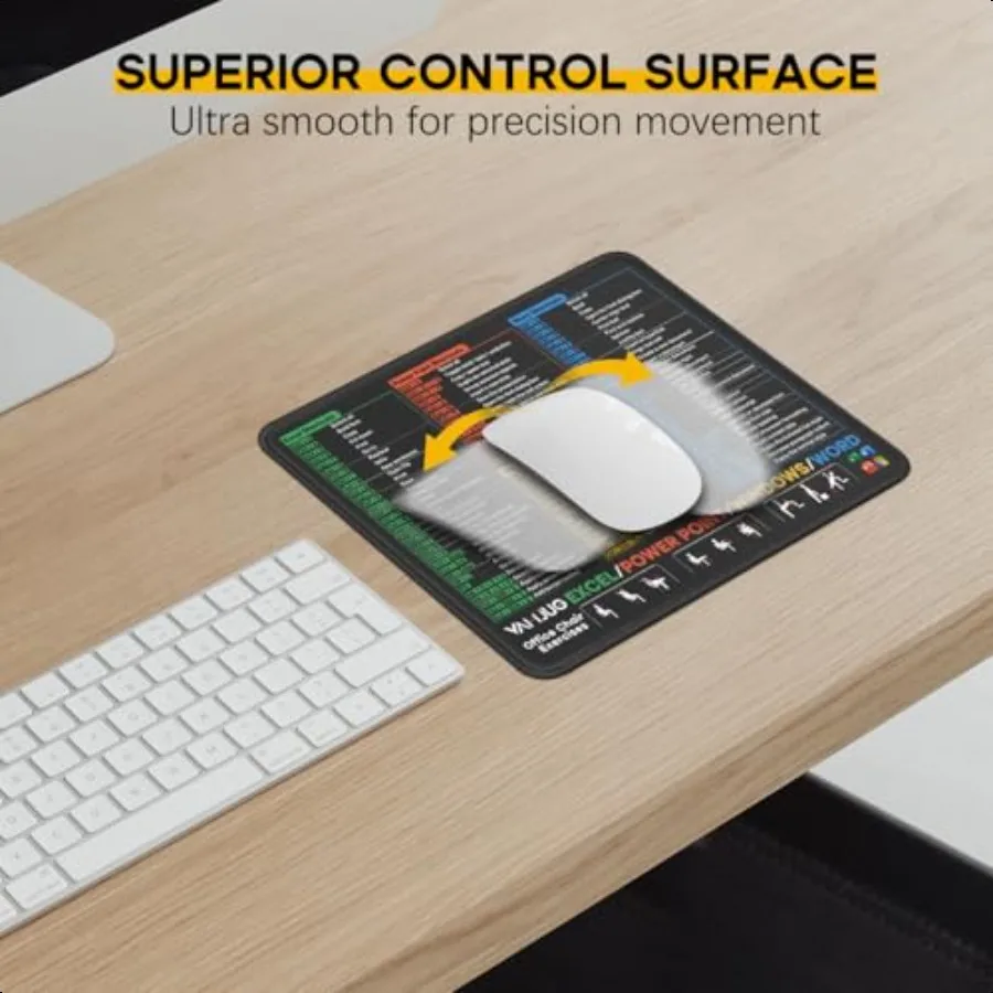 3 blocos de mouse pads para Excel Word PowerPoint Windows atalhos extra claros Excel Cheat Sheet Desk Pad com bordas costuradas 10,2x8