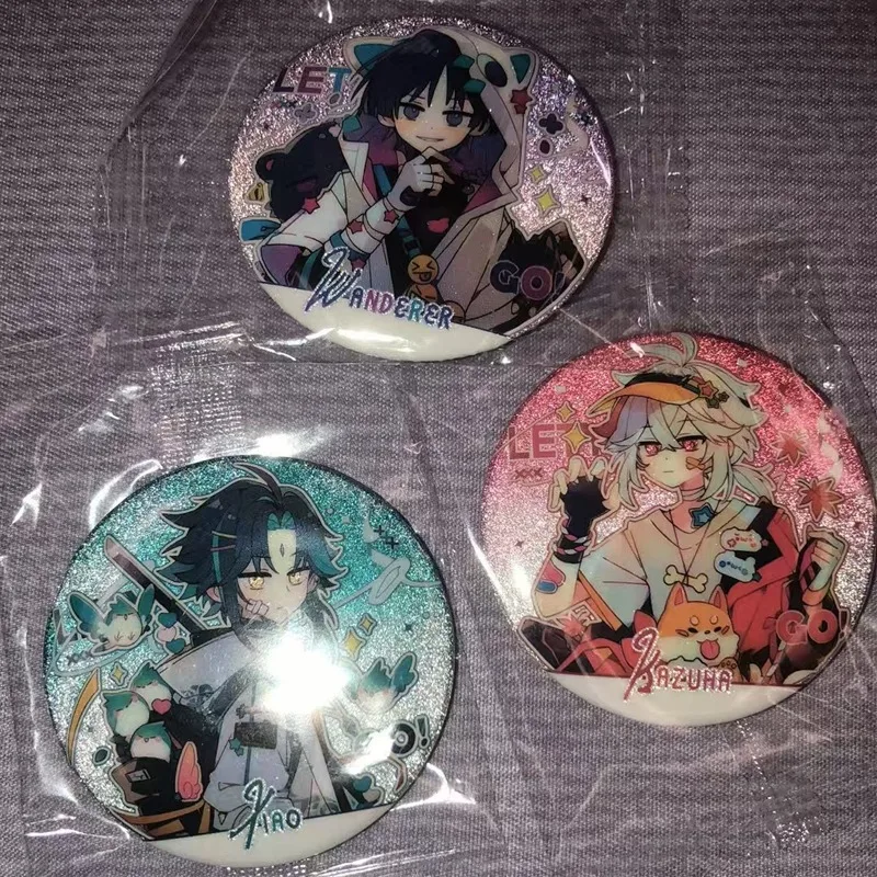 3Pcs/Lot  Brooch Pin Wanderer Balladee Scaramouche Kunikuzushi Xiao Kaedehara Kazuha Hat Guy Rectangle badge Gift
