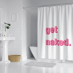 Aertemisi Get Naked Pink Shower Curtain Set with Grommets and Hooks for Bathroom Decor