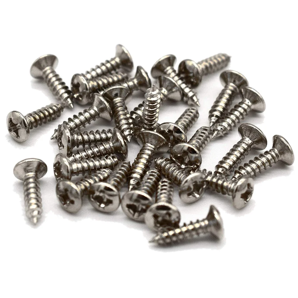 

100 Pcs Guitar & Bass Pickguard Screws for Strat & Tele,Silver