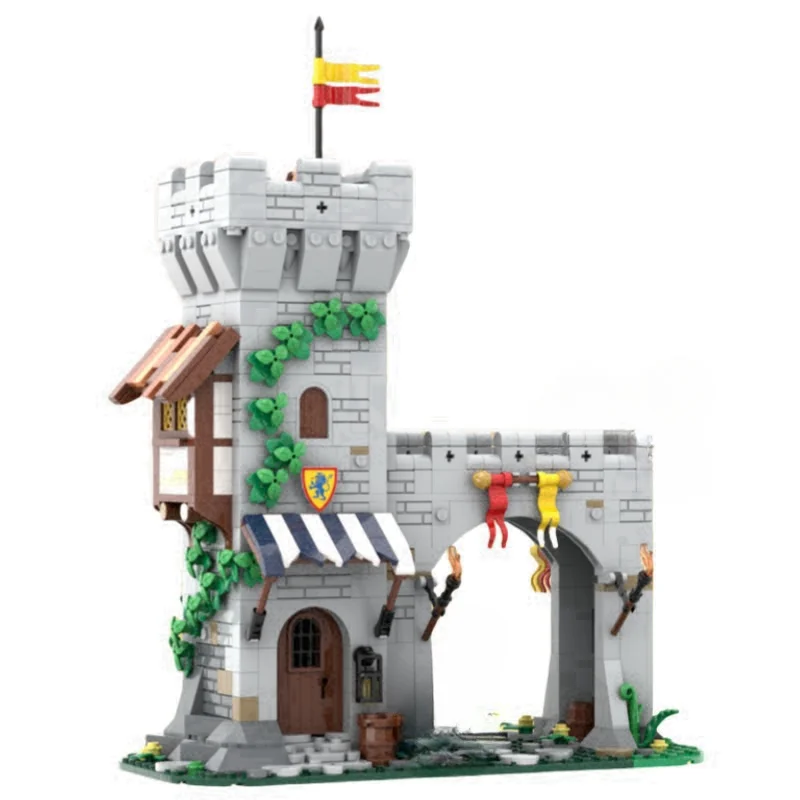 

MOC Medieval town gate building model small particle assembly toy building blocks decoration 755pcs set