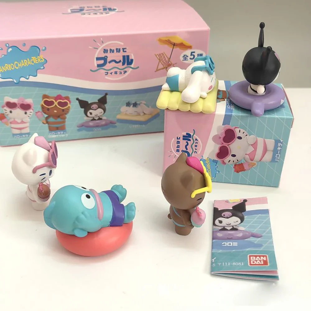مرحبا كيتي سانريو 5 سنتيمتر الشكل كورومي سينامورول الصيف السباحة دائرة الآيس كريم أنيمي دمية Kawaii هدايا عيد الميلاد للأطفال