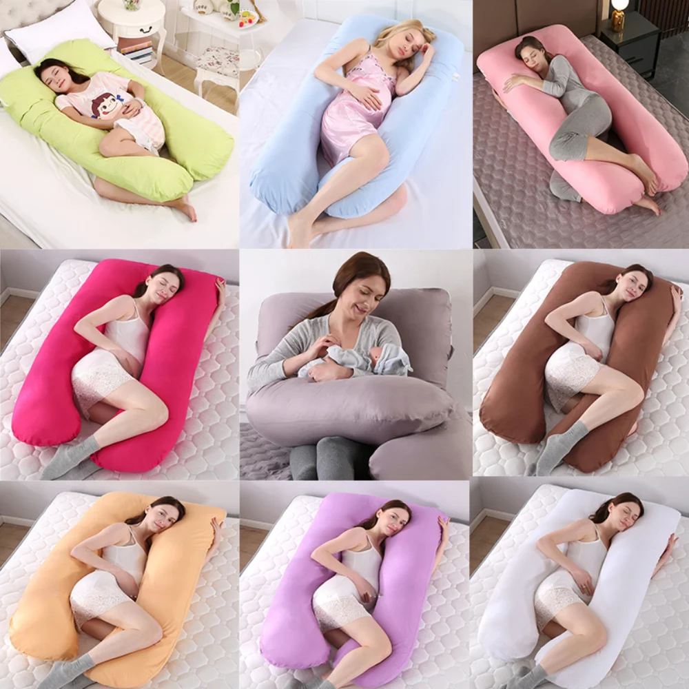 Pillow for Pregnant Women Casual Simple Solid Color U-shaped Cushion Waist Support Abdomen Nursing Mother Long Body Pillow