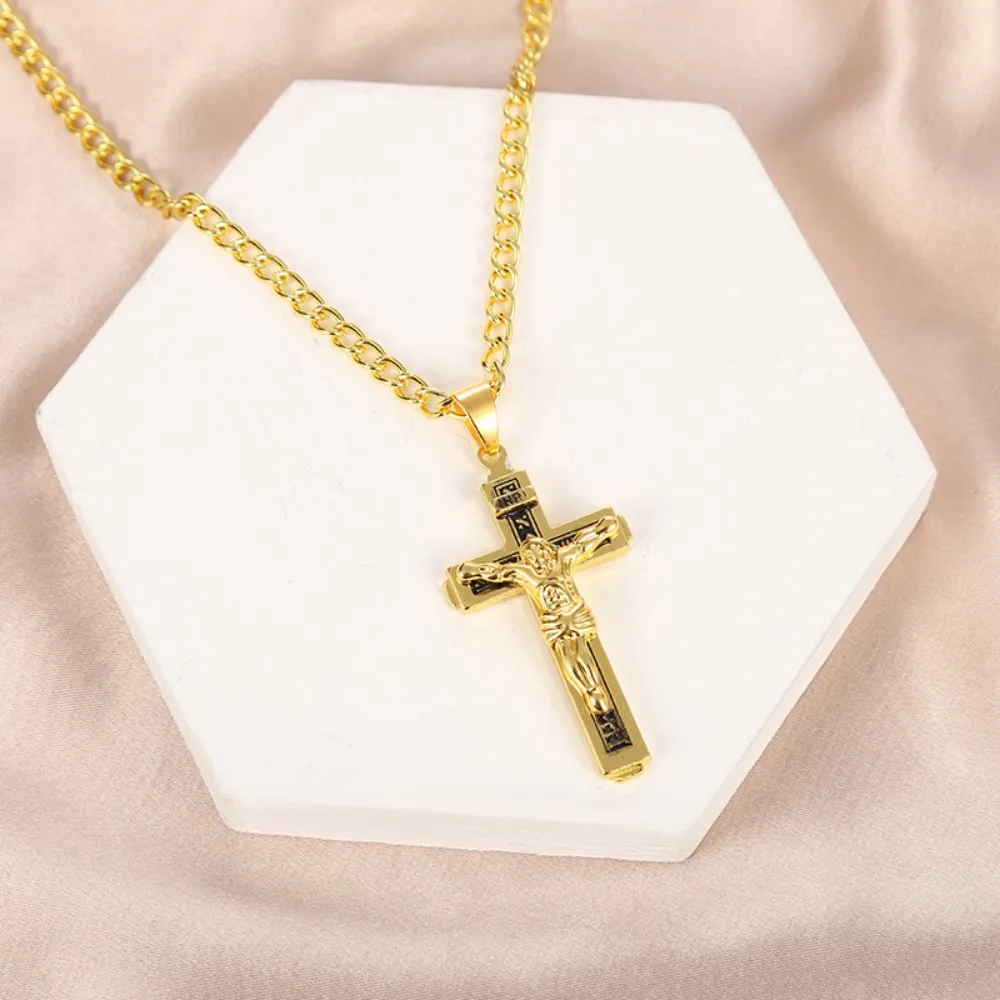 الهيب هوب شخصية الصليب الدينية قلادة قلادة للرجال سحر يسوع الصليب مجوهرات في سن المراهقة اكسسوارات هدية عيد ميلاد للرجال #3